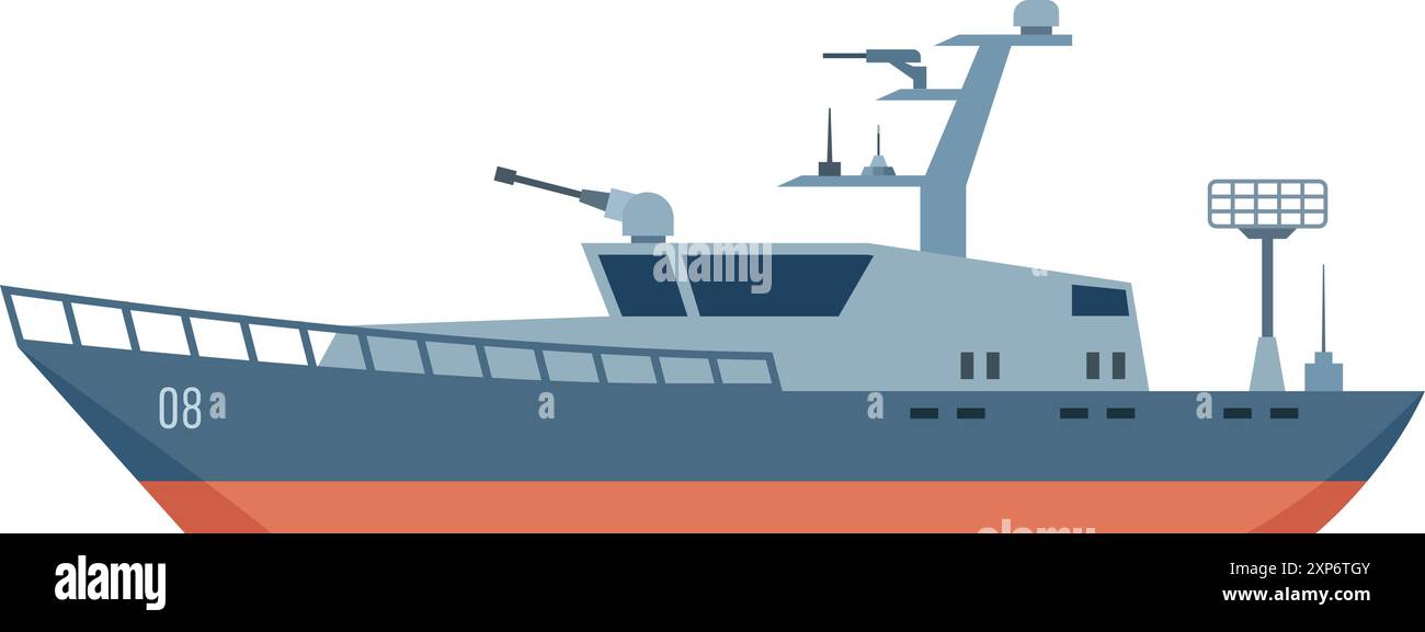 Battleship icon. War navy transport. Army ship Stock Vector