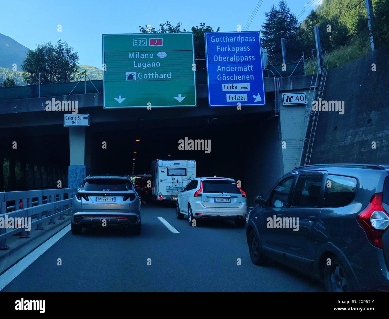 Traffic jam before the Gotthard Tunnel, Switzerland Stock Photo - Alamy