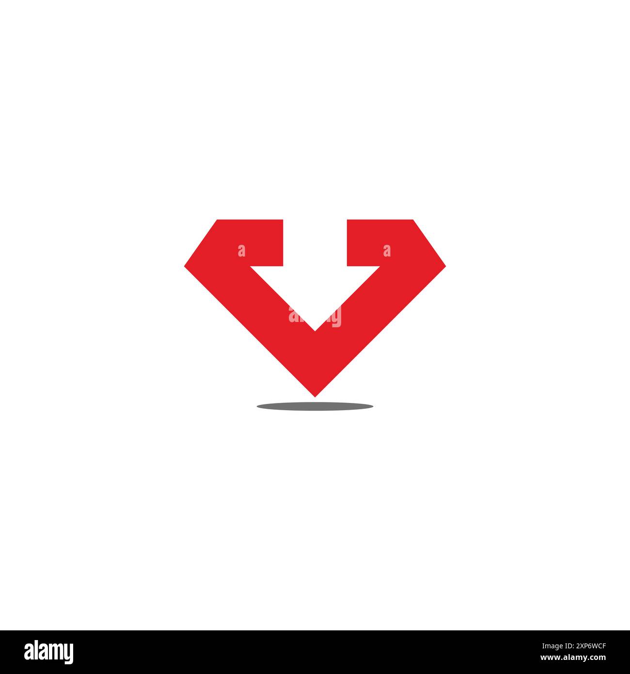 letter v down arrow negative space logo vector Stock Vector