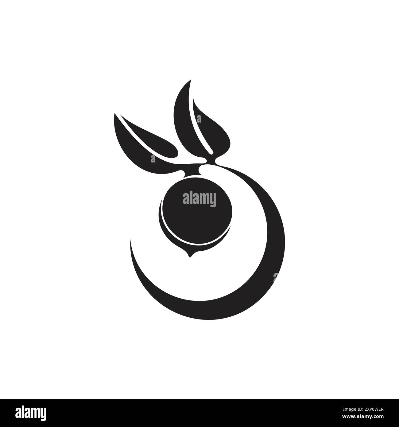 curves geometric leaf fruit tree silhouette icon vector Stock Vector