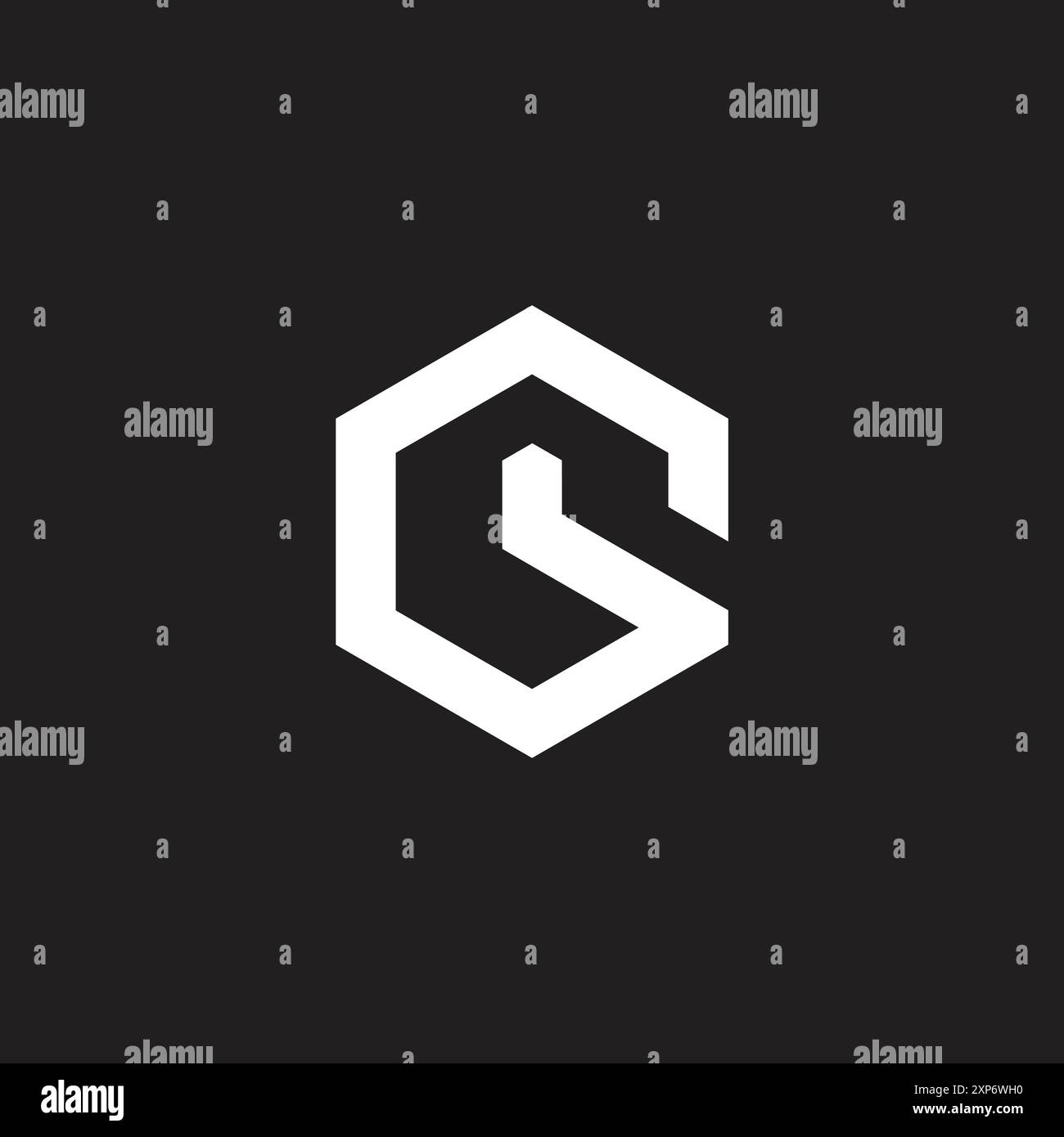 letter g 3d mono line hexagonal simple logo vector Stock Vector