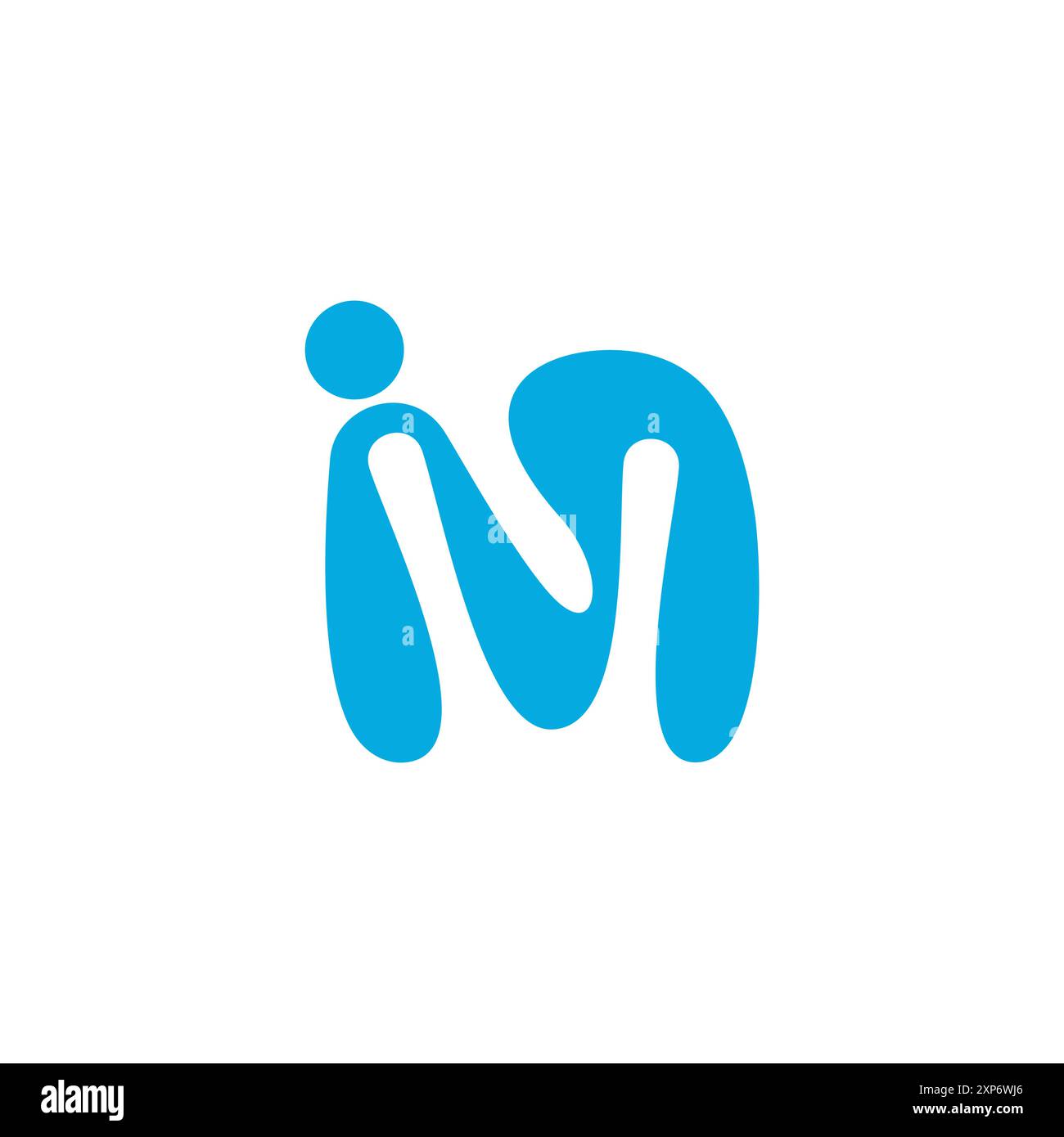 letter mi liquid blue curves logo vector Stock Vector