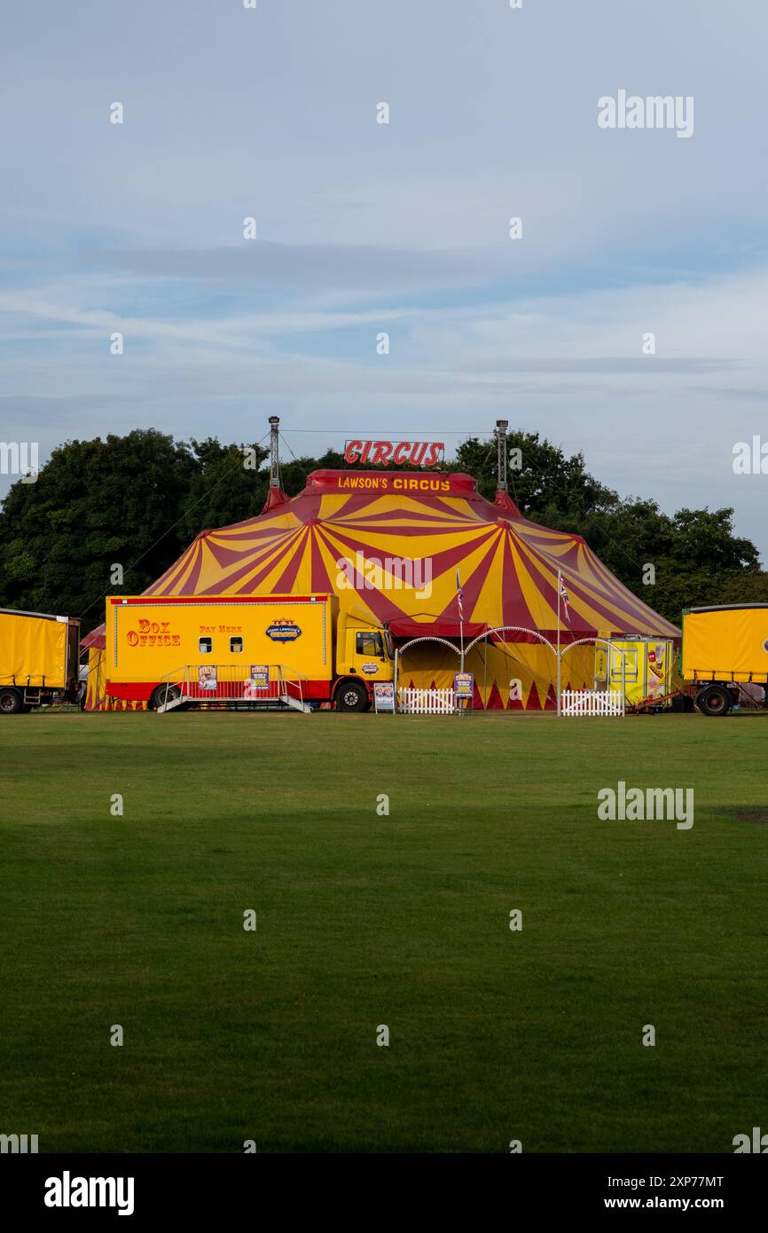 Lawsons Circus on Hanham Common early morning, Hanham, UK (Aug24 Stock ...
