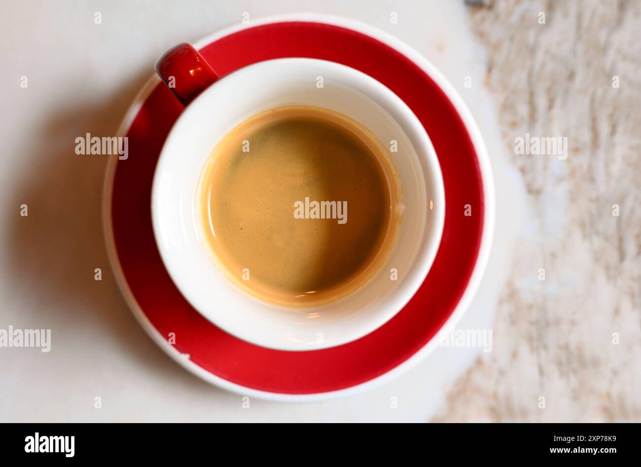 Cup with espresso black coffee, top view Stock Photo