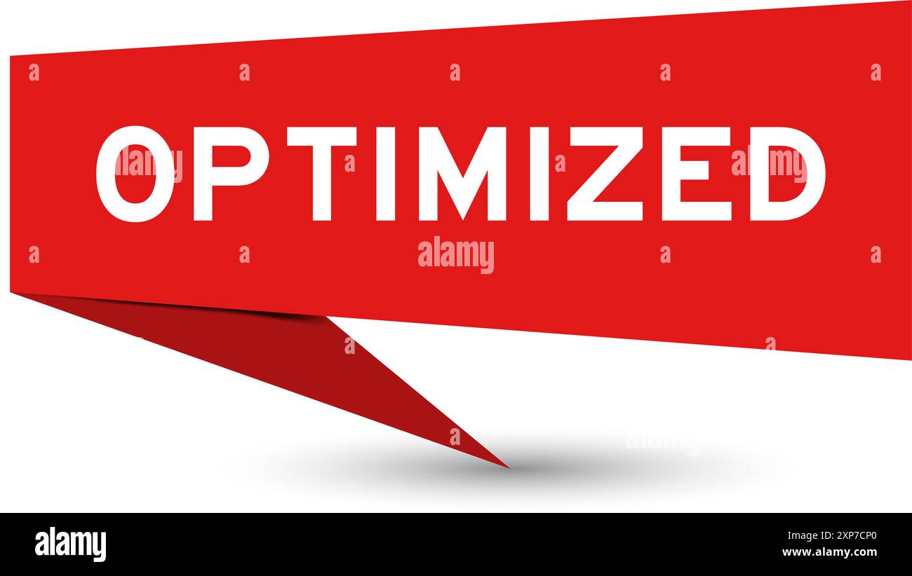 Red color speech banner with word optimized on white background Stock Vector