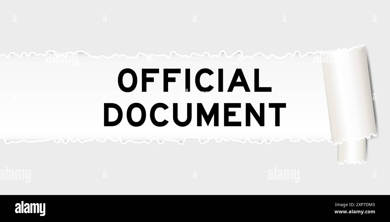 Ripped gray paper background that have word official document under ...