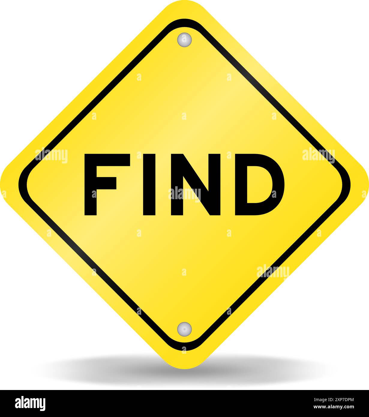 Yellow color transportation sign with word find on white background ...