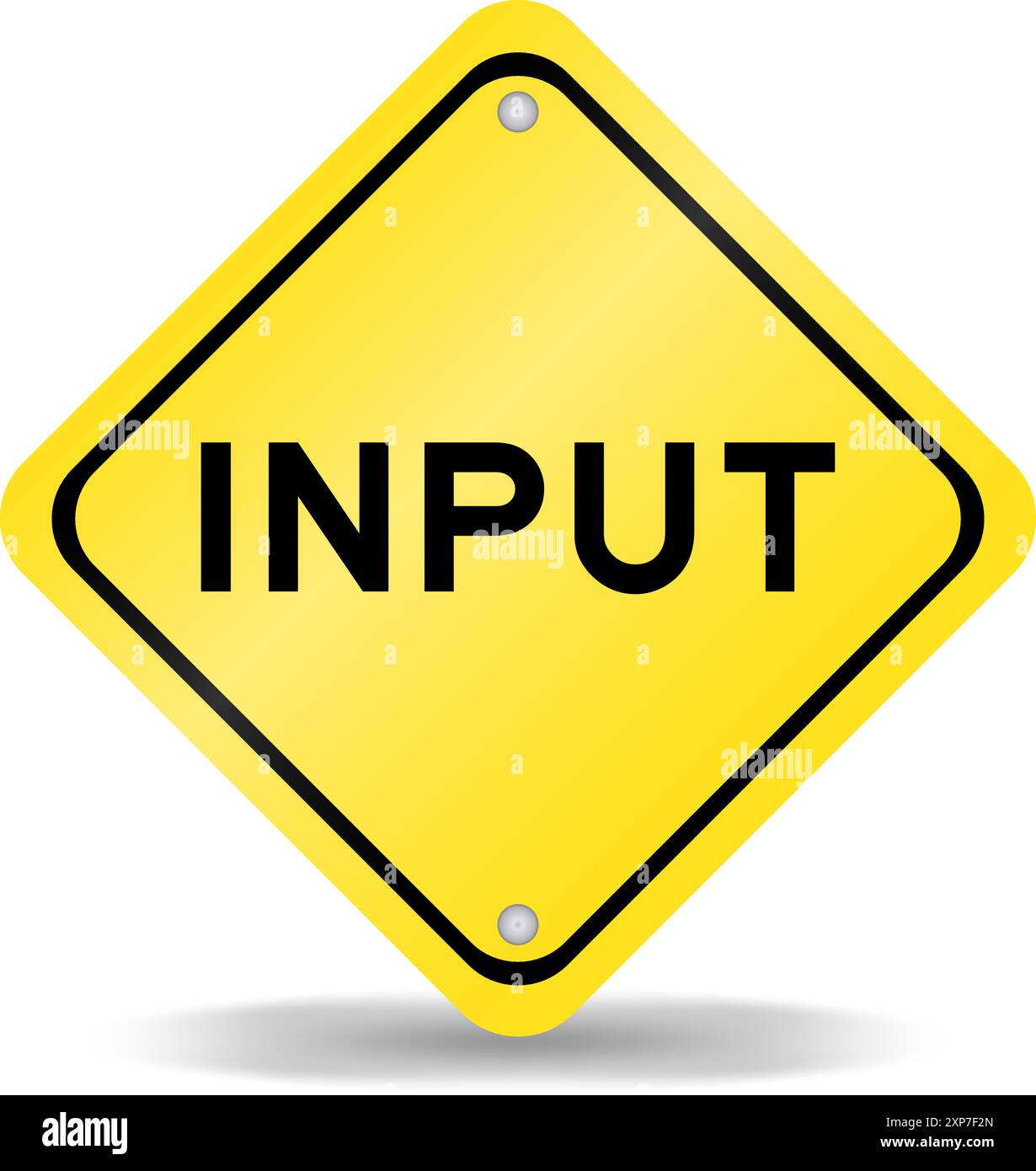 Yellow color transportation sign with word input on white background ...