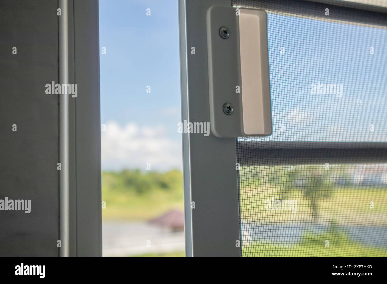 Open mosquito net wire screen on house window protection against insect ...