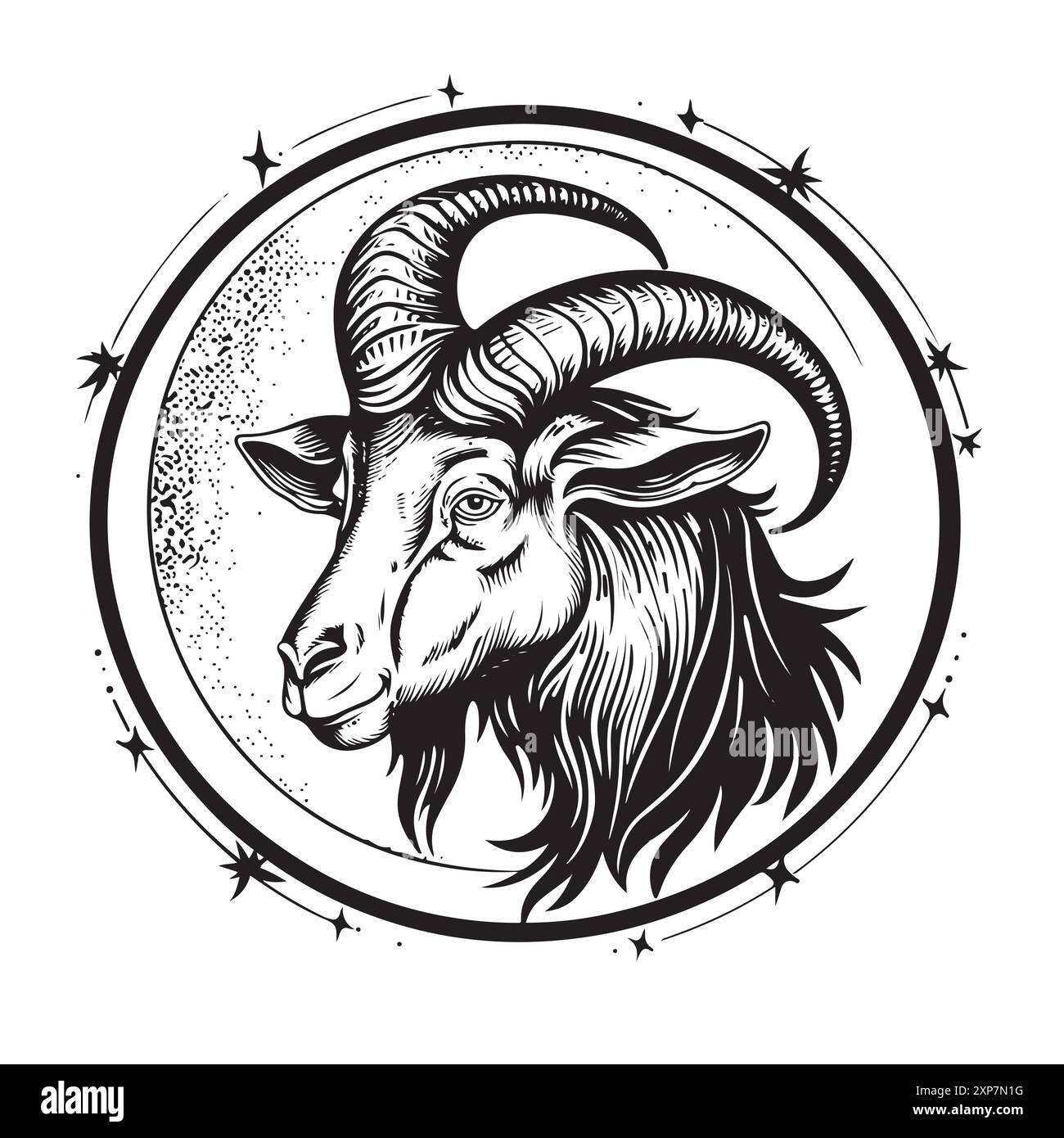 Capricorn goat sketch Horoscope Vector illustration Stock Vector Image ...