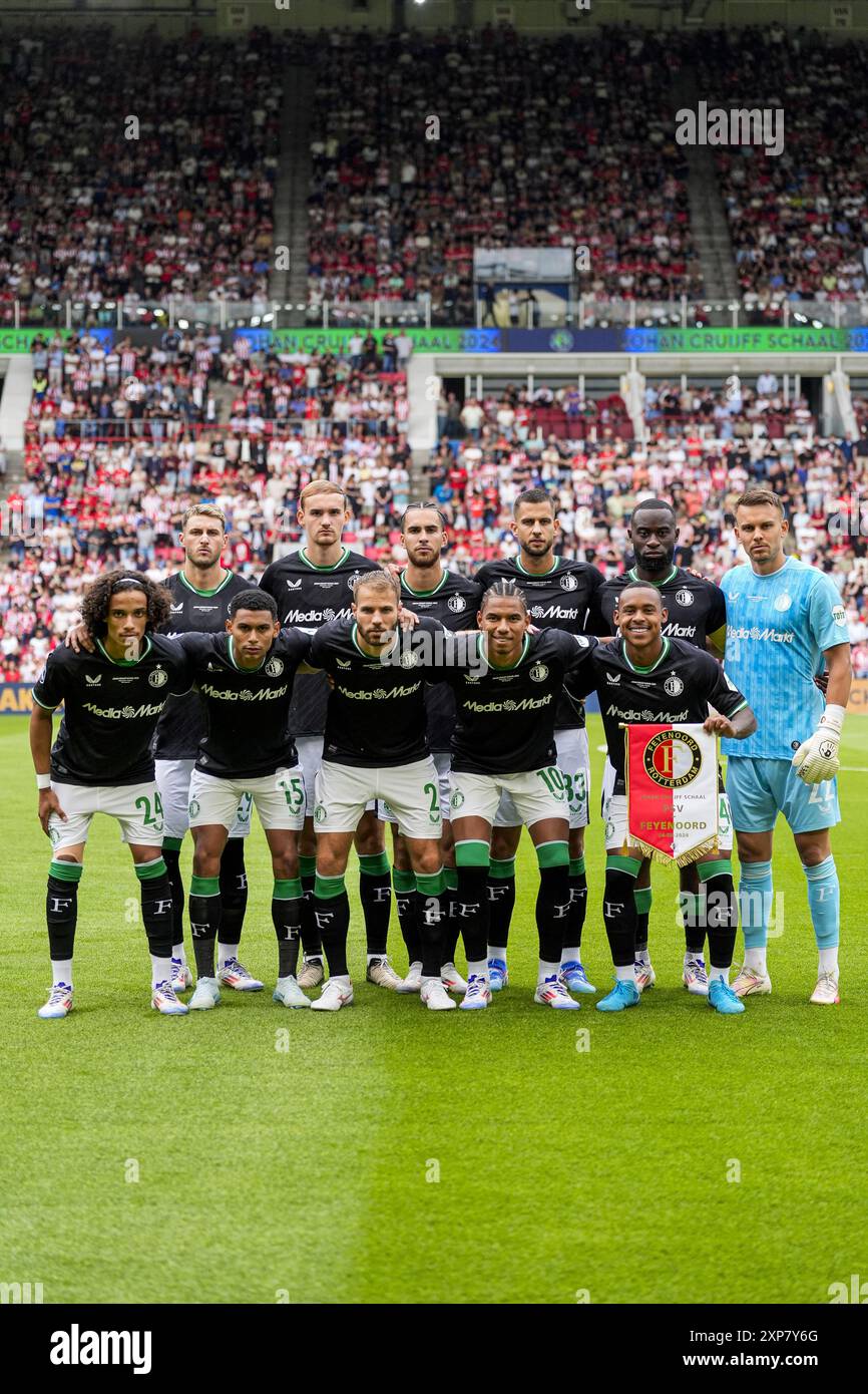 Eindhoven, The Netherlands. 04th Aug, 2024. Eindhoven Players of Feyenoord during the Johan