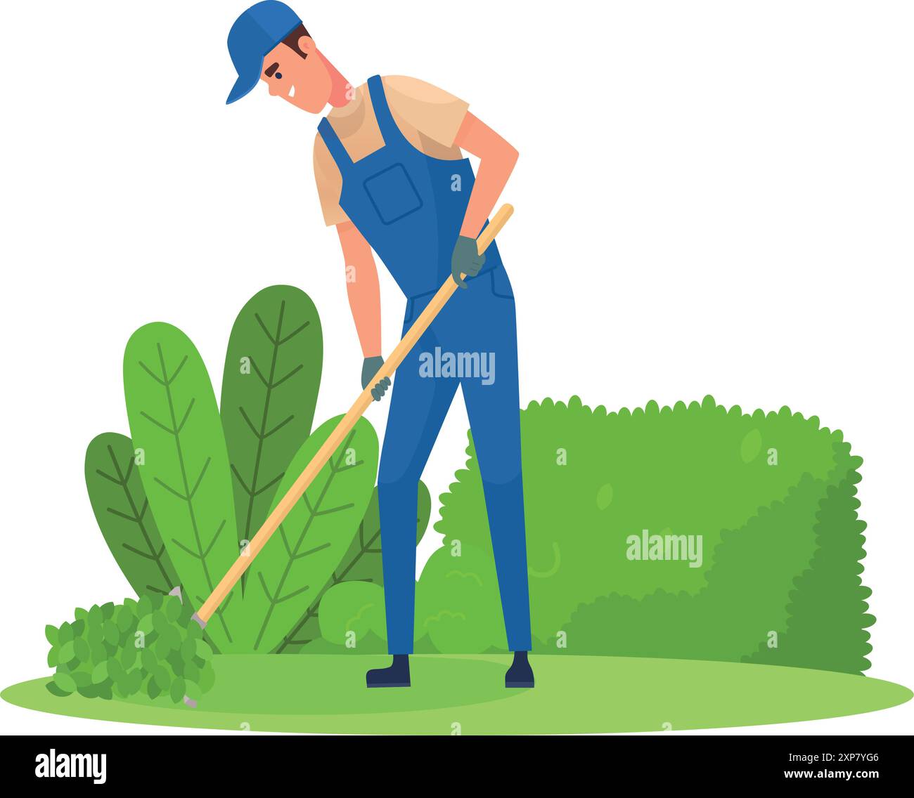 Man Raking Svg Man working in garden. Soil raking. Farm worker isolated on white ...