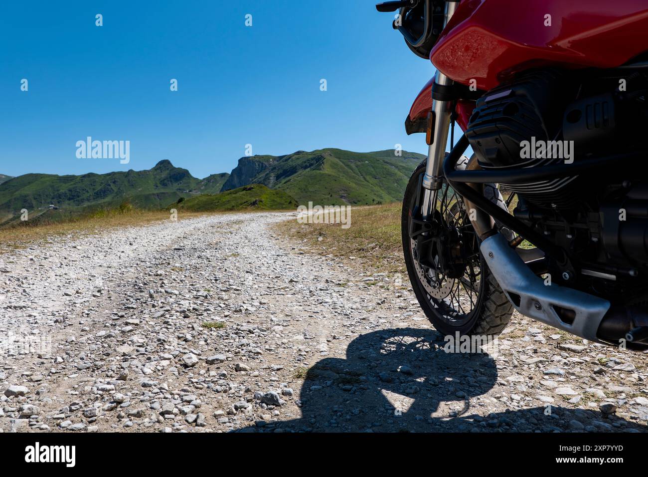 Detail of a motorbike on via del sale trail in piedmont Stock Photo