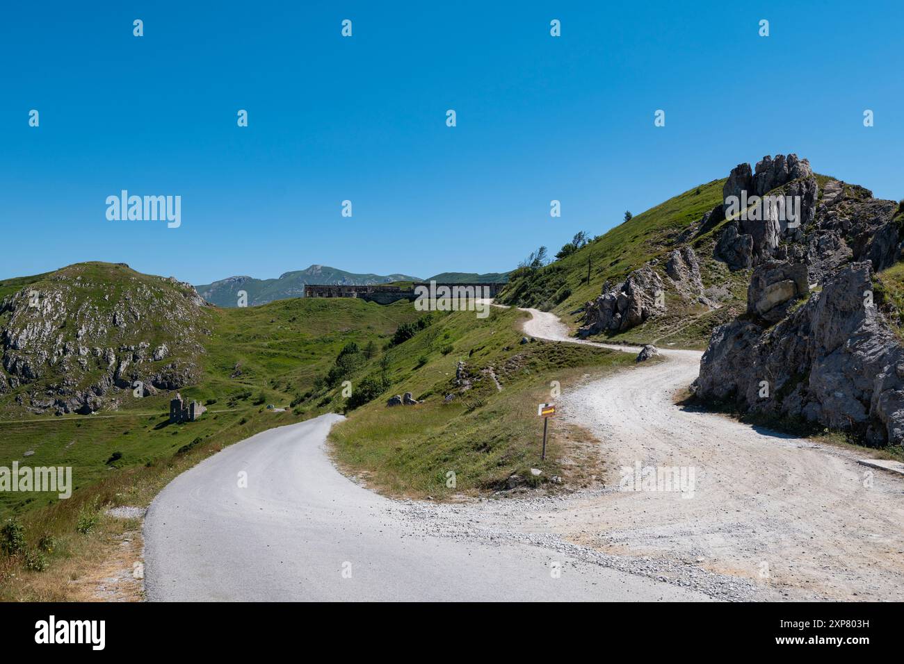 View of Col de Tende pass in the alps between France and Italy Stock Photo