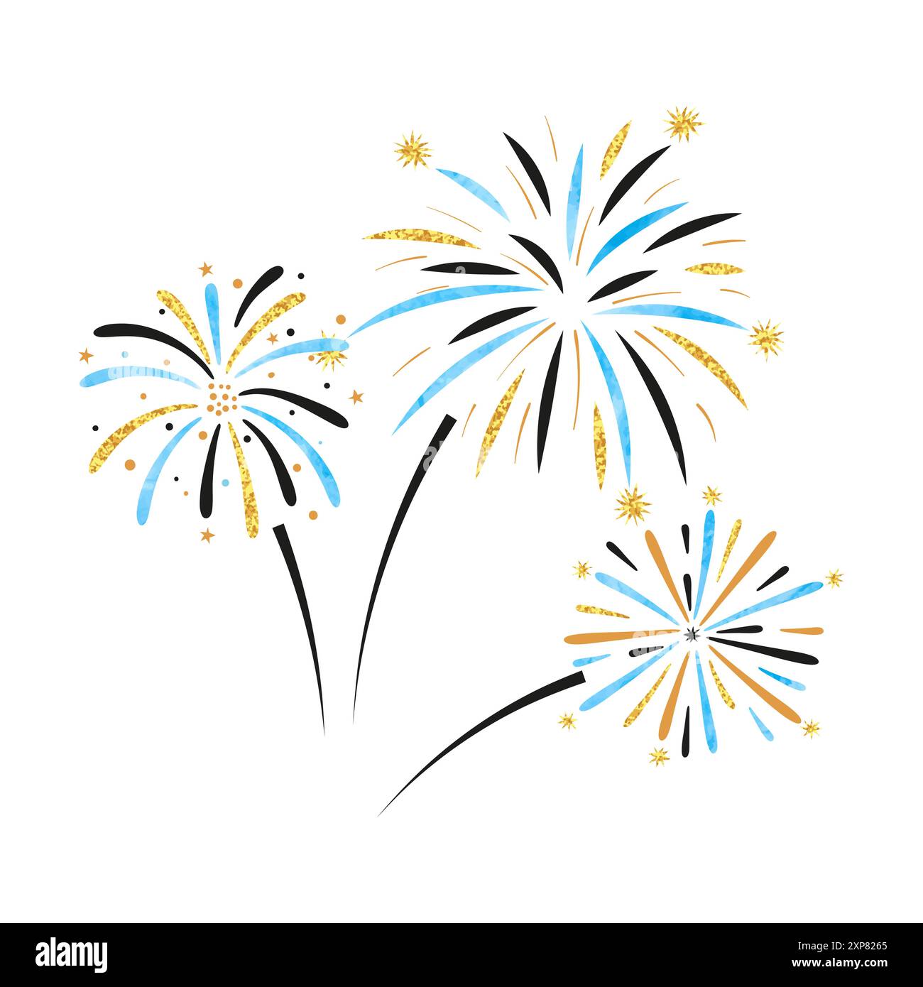 Hand drawn fireworks isolated on white background. Celebration vector ...