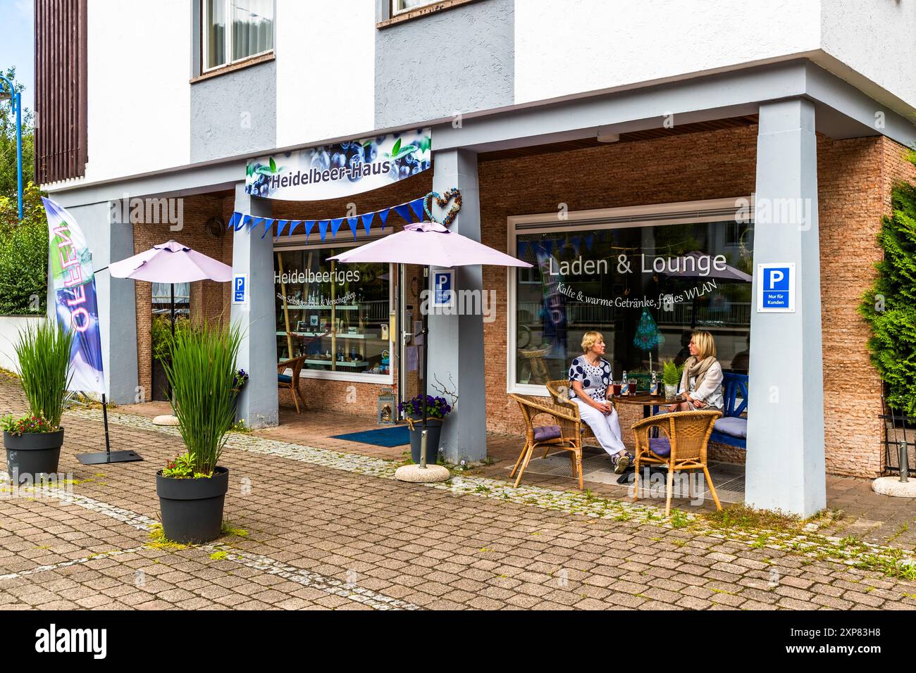 Heidelbeerhaus (Blueberry house) in Enzklösterle in the Black Forest sells products made from wild blueberries. Enzklösterle, Baden-Württemberg, Germany Stock Photo