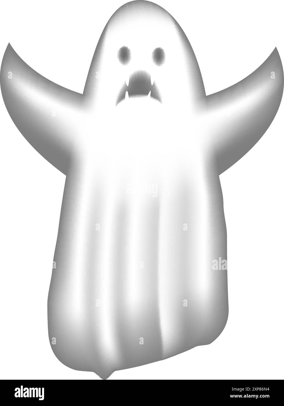 Scary face spirit. Mist effect. Transparent ghost isolated on white background Stock Vector