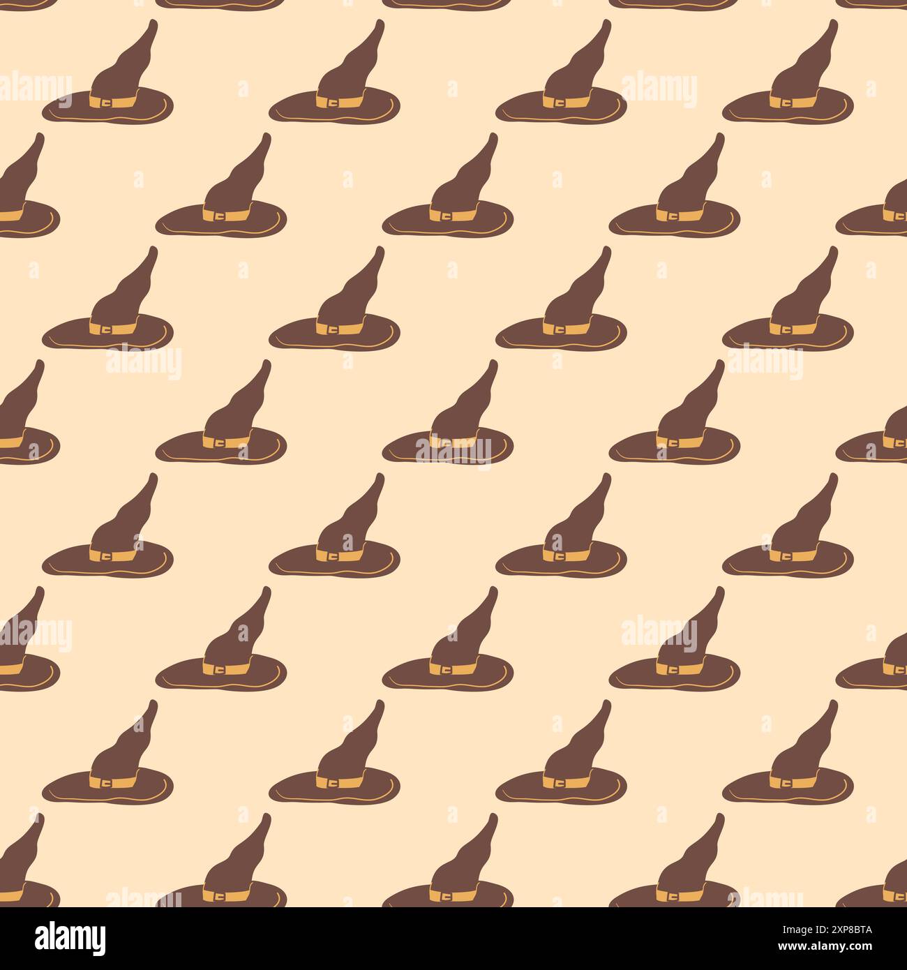 Witch hat seamless pattern. Halloween repeat background. Vector hand drawn flat illustration. Stock Vector