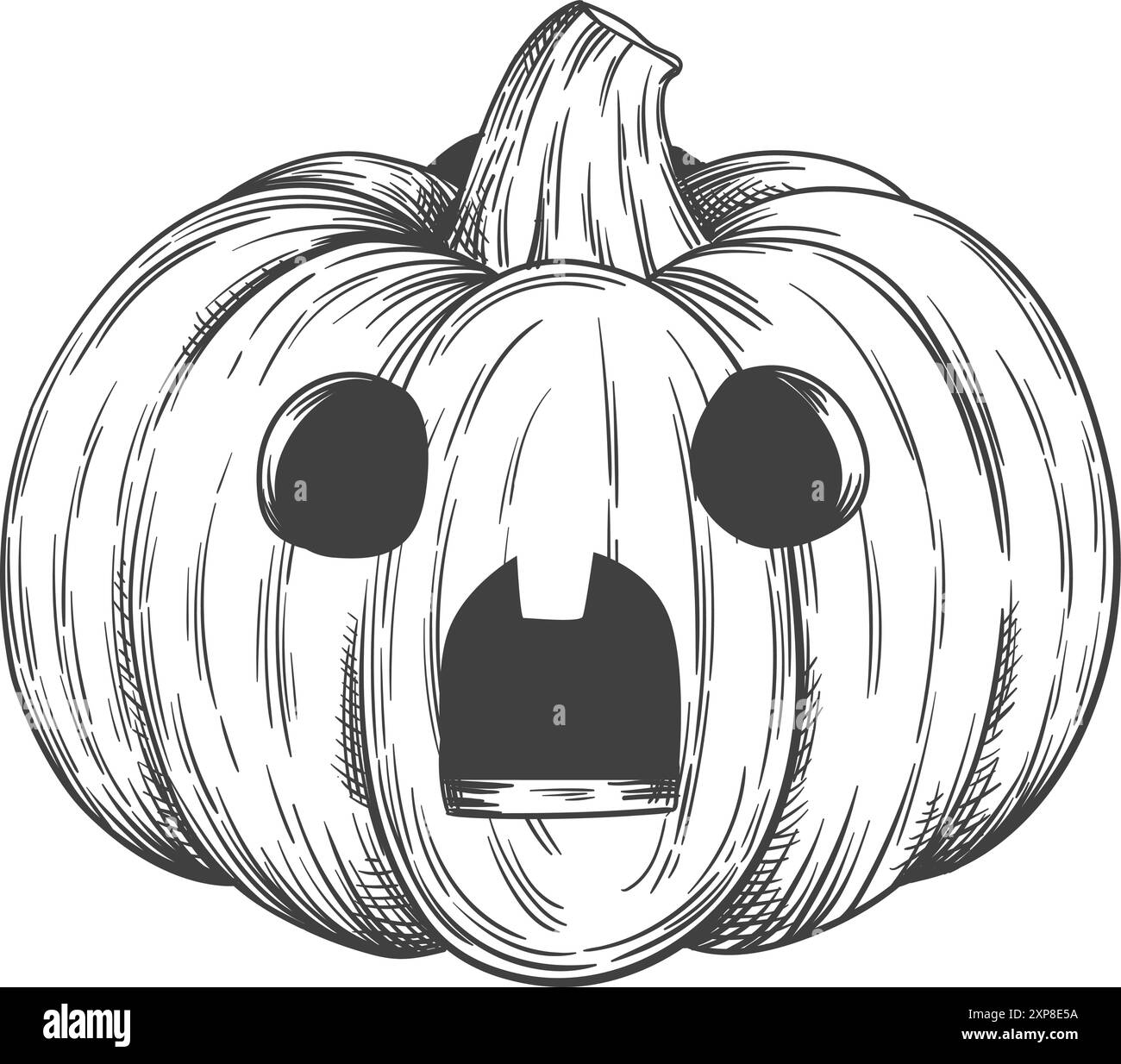 Jack lantern sketch. Halloween pumpkin with spooky face isolated on ...