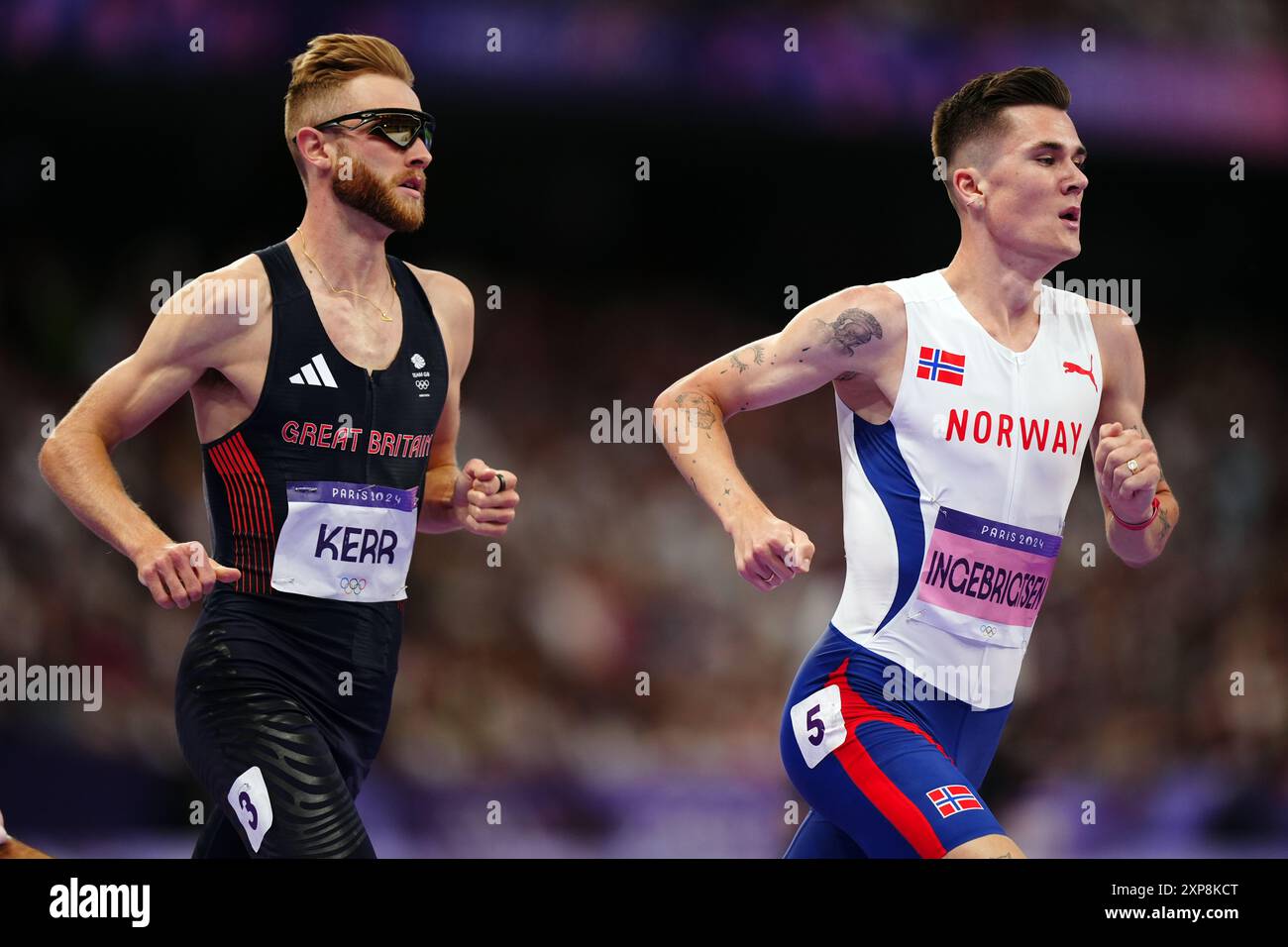 Norway's Jakob Ingebrigtsen (right) and Great Britain's Josh Kerr (left