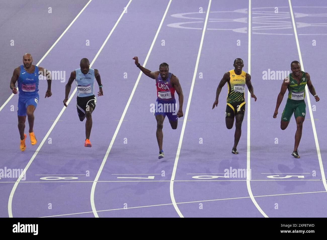 Parigi, France. 04th Aug, 2024. Men's 100 meters Final of athletics at the 2024 Summer Olympics, Sunday, August 4, 2024 in Paris, France. (Photo by Spada/LaPresse) Credit: LaPresse/Alamy Live News Stock Photo