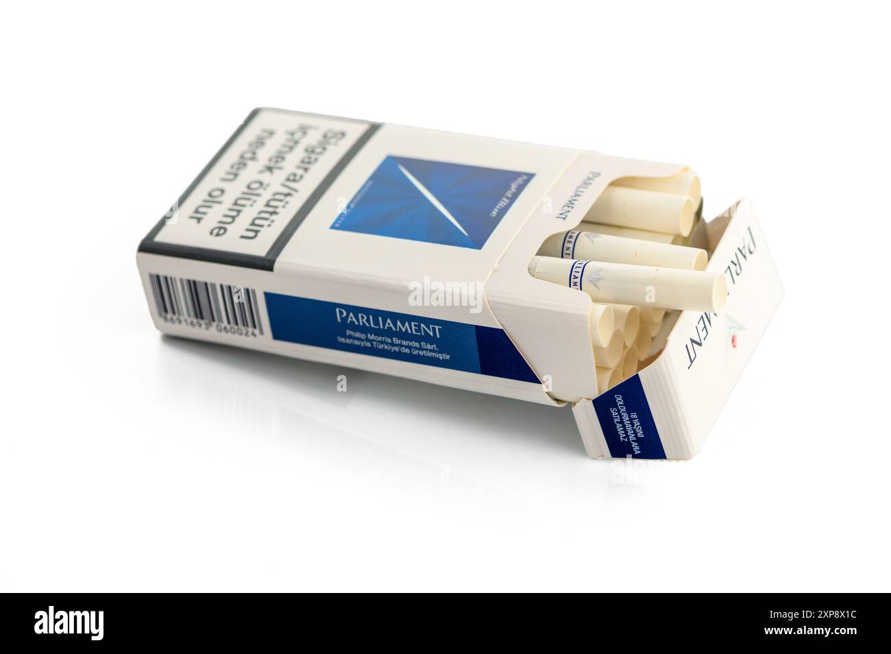 cigarette in cyprus Gaziveren, Cyprus -07.23.2024 Pack of cigarettes of Parliament firm on a  white background 1 Stock Photo