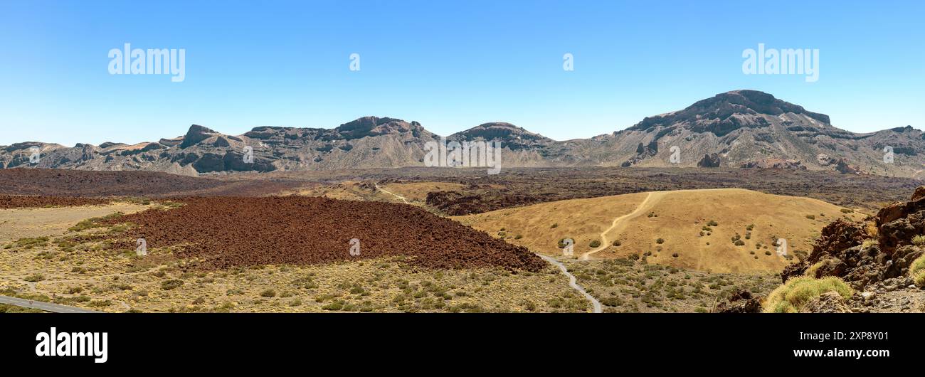 Panoramic view of the volcanic landscape of Teide National Park on Tenerife. Canary Islands, Spain Stock Photo