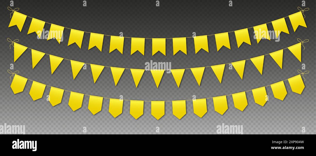 Yellow String Flags Triangle flags on a string Stock Vector Images - Alamy