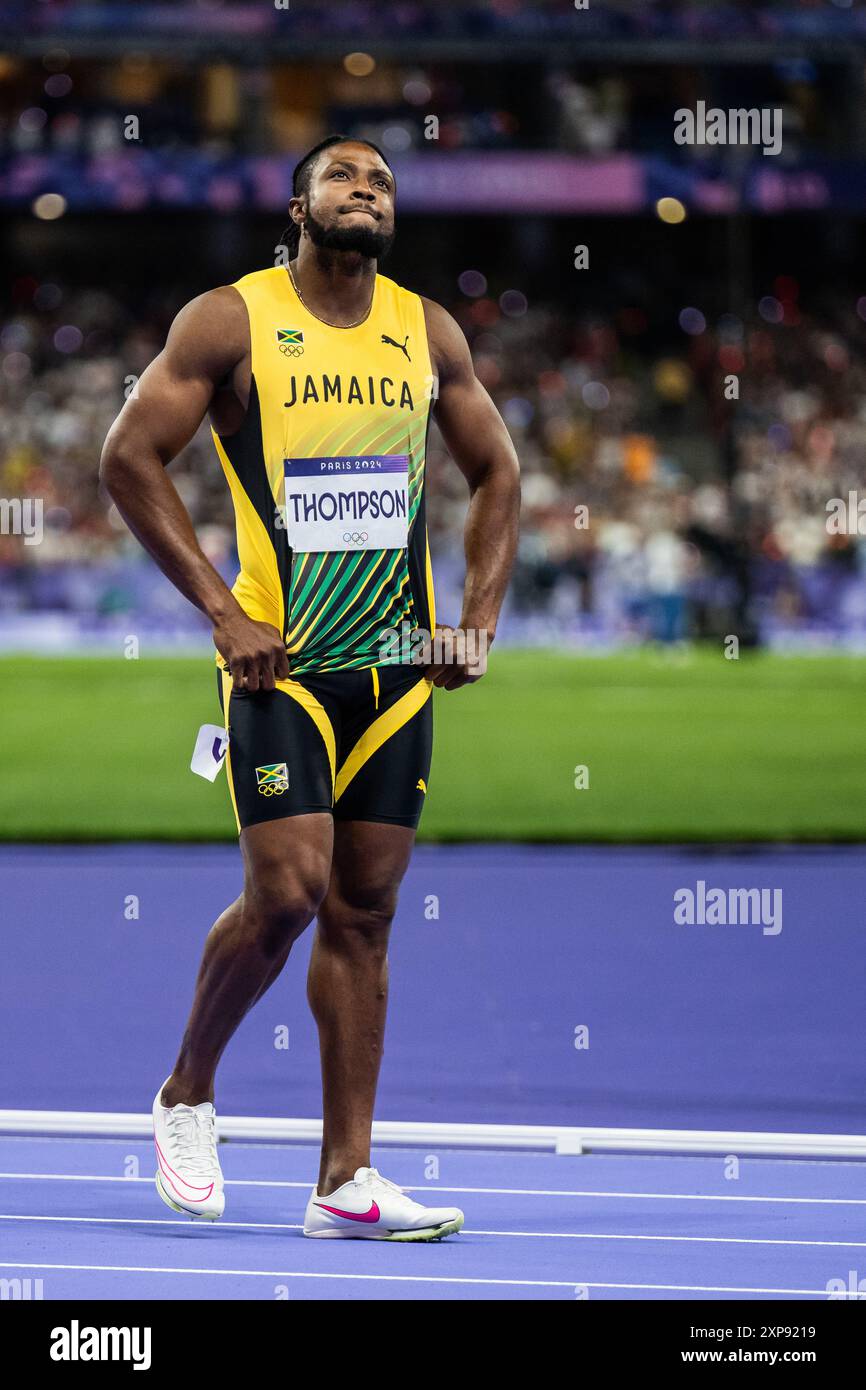 Kishane Thompson of, Jamaica. , . looks dejected after men's athletics ...