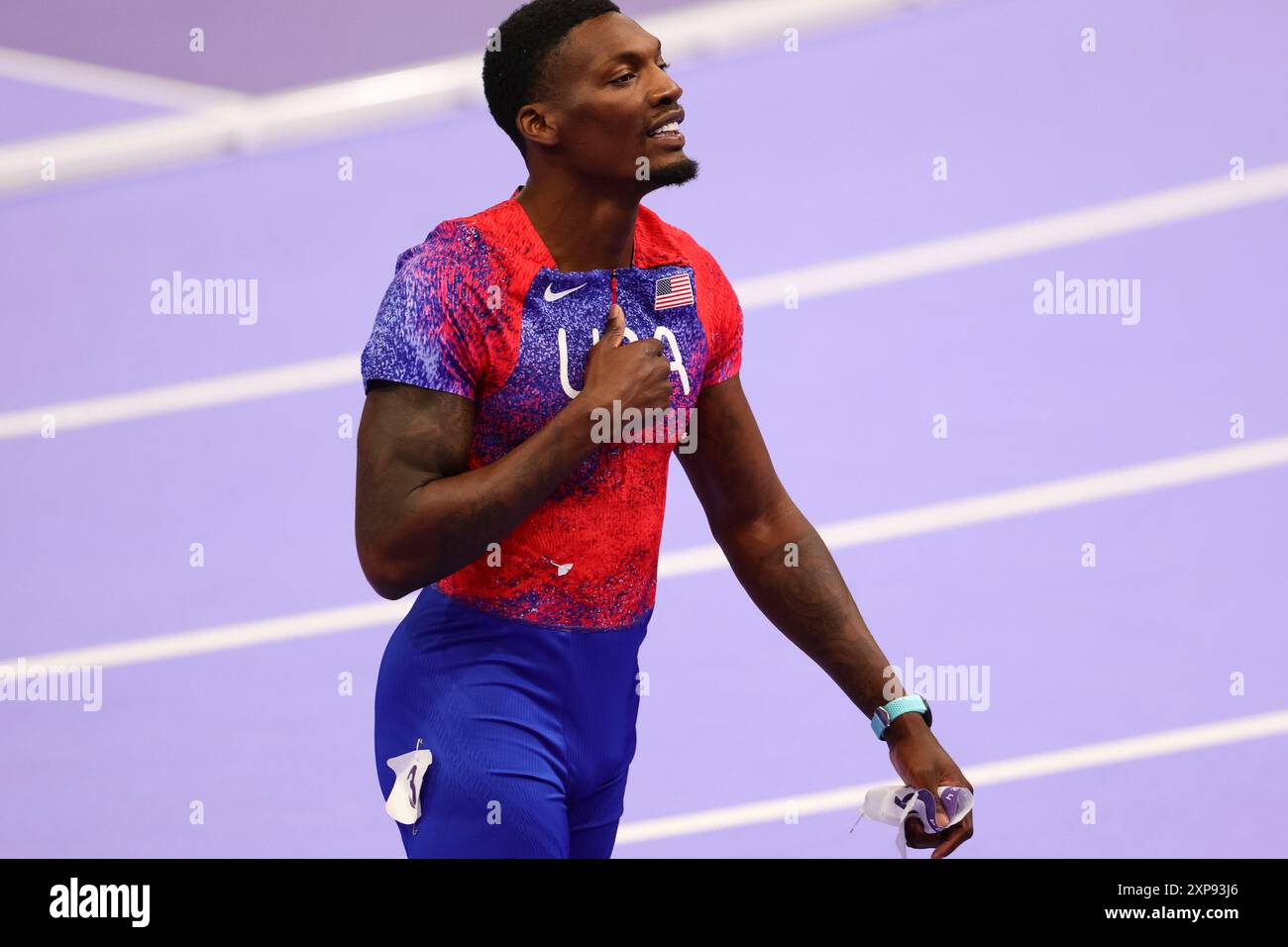 Paris, France, 4 August, 2024. Fred Kerley of USA wins Bronze during