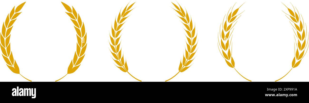 Set of golden wheat laurel wreaths Stock Vector Image & Art - Alamy