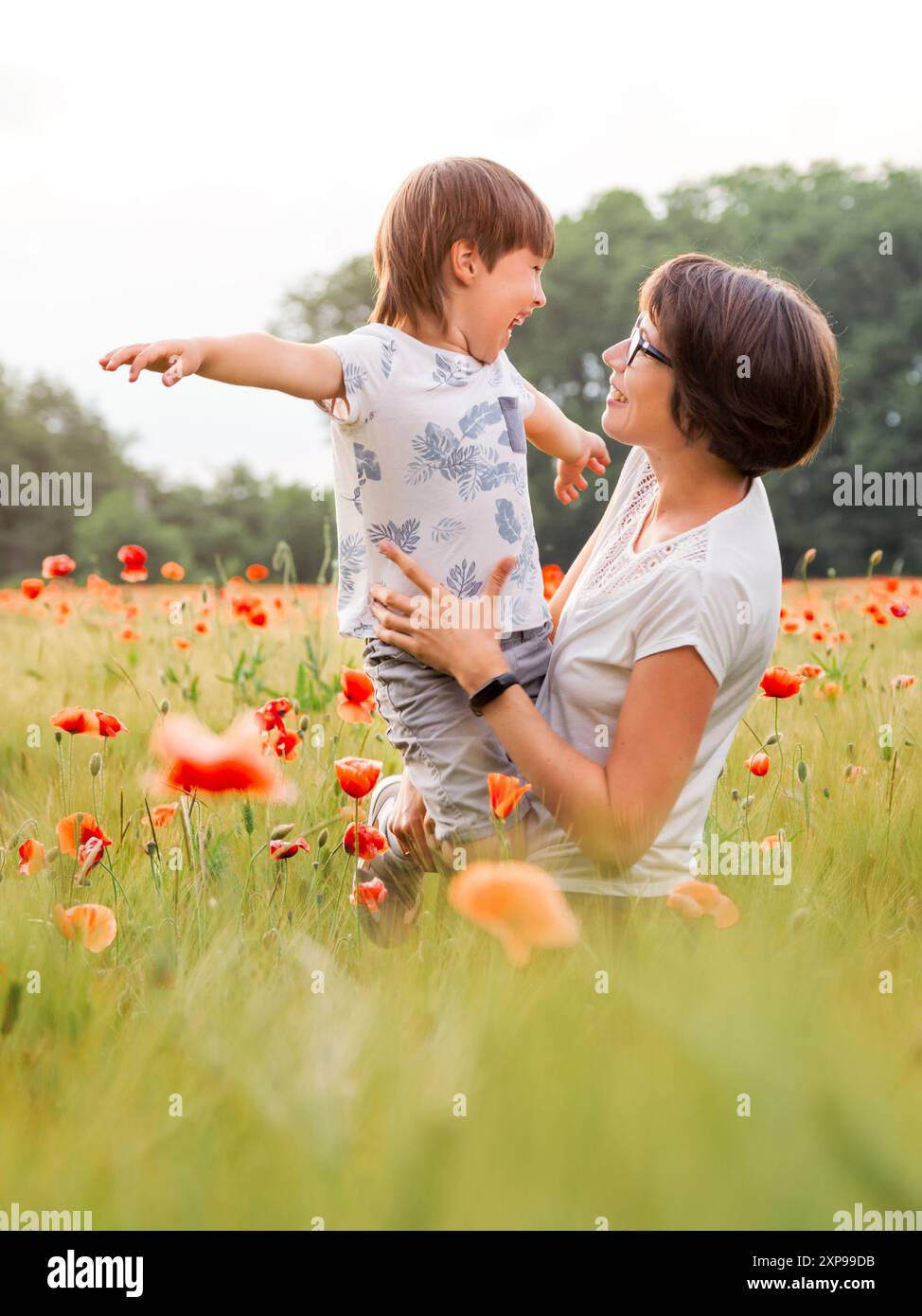Child boy in a poppy field hi-res stock photography and images - Alamy