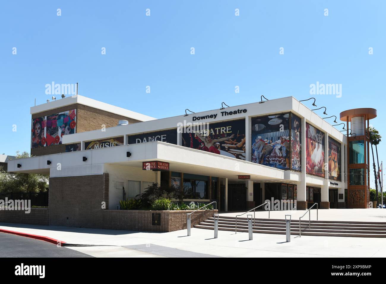 DOWNEY, CALIFORNIA - 28 JULY 2024: The Downey Theatre, at the Civic Center, is a music and dance venue. Stock Photo