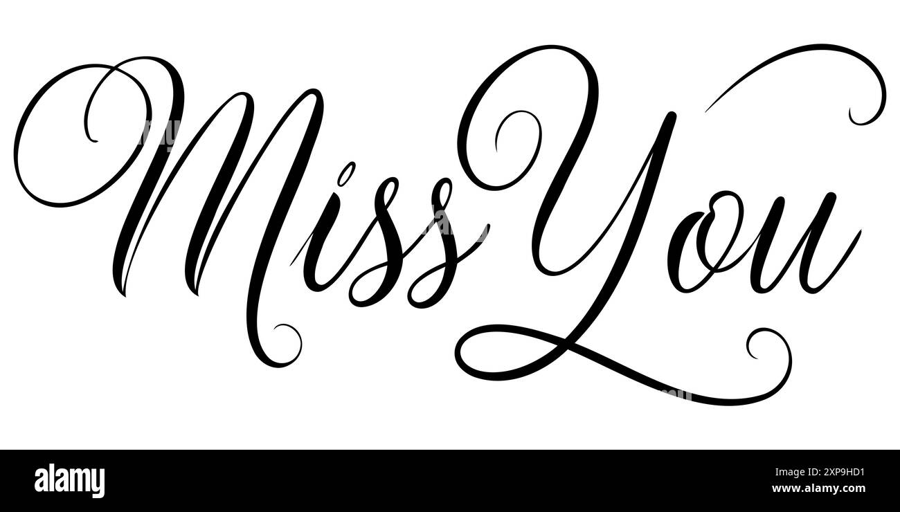 Miss you, hand lettering phrase, poster design, calligraphy vector ...