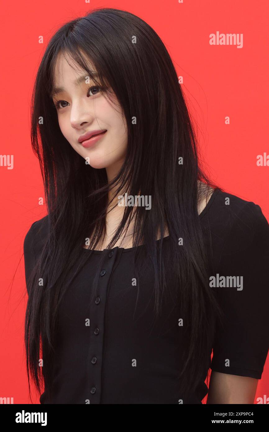 05th Aug, 2024. S. Korean girl group NewJeans Minji, a member of South  Korean girl group NewJeans, poses for a photo during a publicity event in  Seoul on Aug. 1, 2024 to