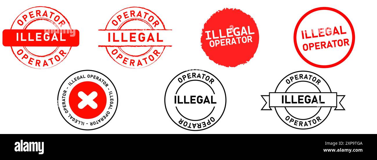 illegal operator stamp collection illegal business restricted avoid prohibited danger scam scammer scamming banned forbidden crime criminal outlaw Stock Vector