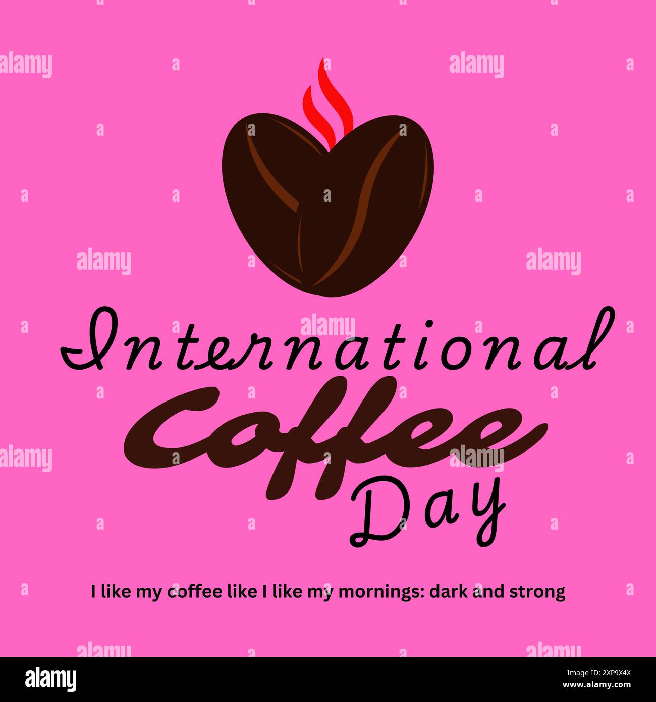 International coffee day, Isolated on Pink Color Background, coffee Beans with flame, Hot Coffee