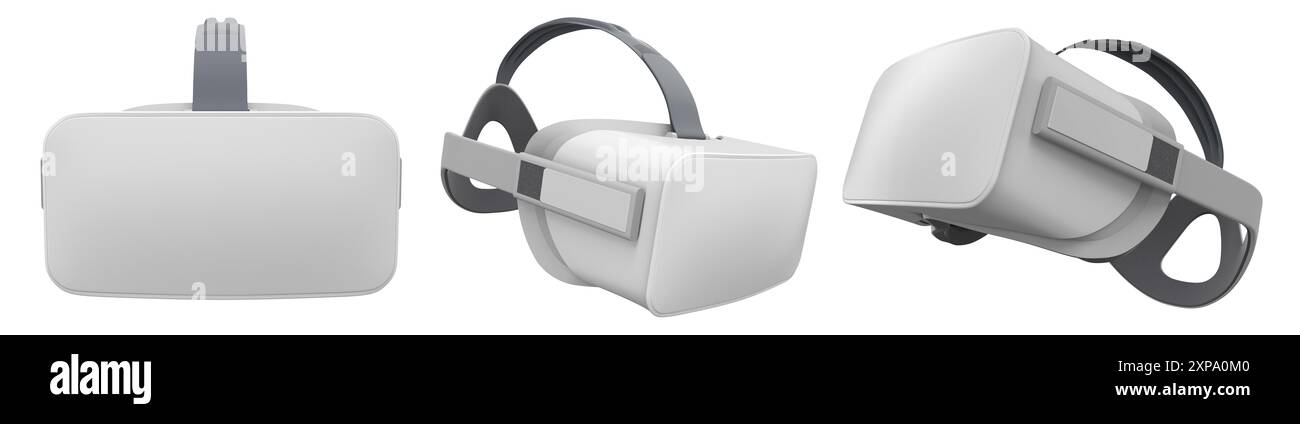 Virtual reality glasses and headset isolated on white background with ...