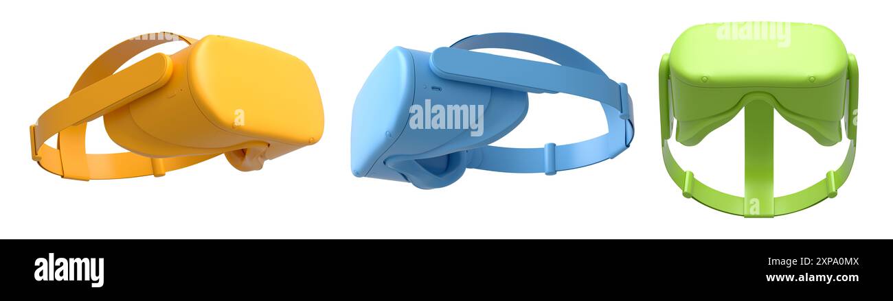 Virtual reality glasses and headset isolated on white background with ...