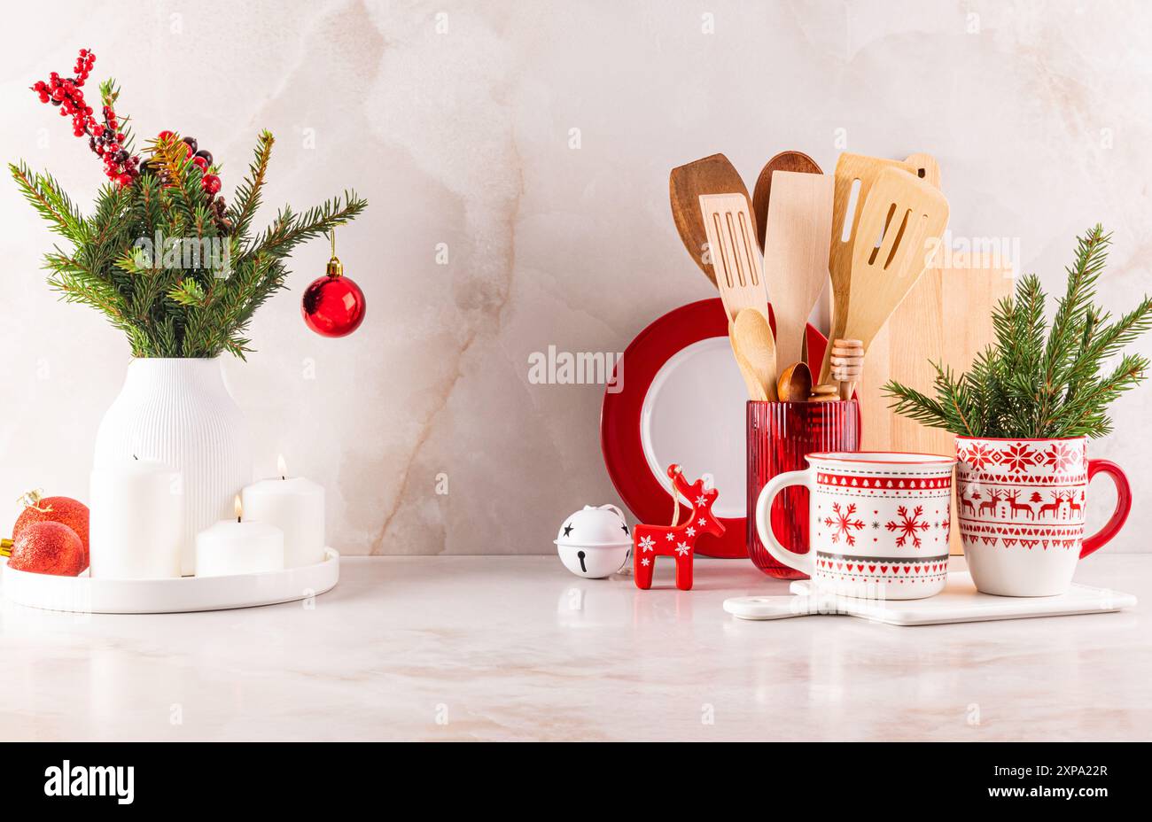New Year's Christmas Kitchen Countertop Background with Eco-friendly ...