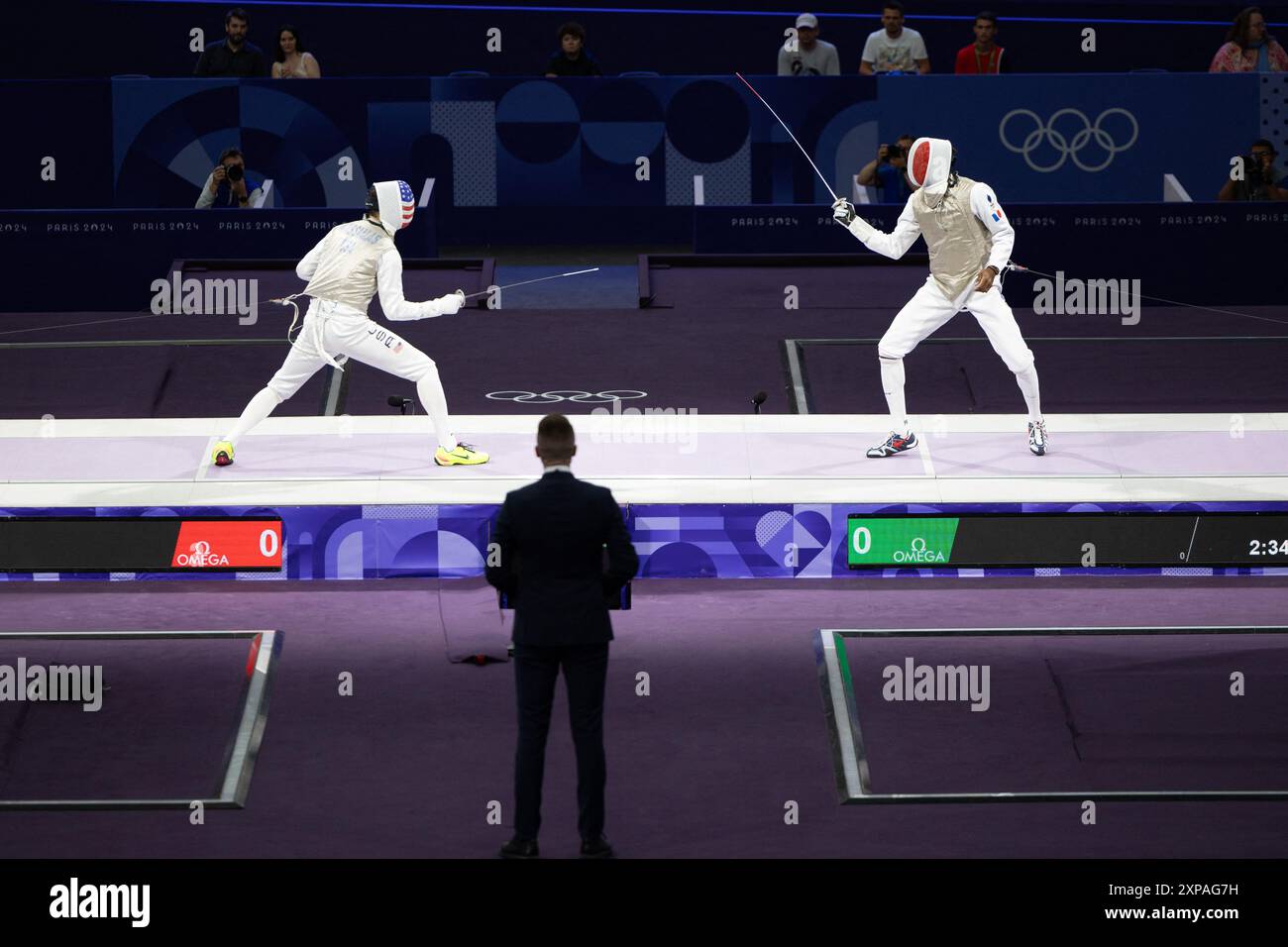 Paris, France. 04th Aug, 2024. France Enzo Lefort during the men foil ...