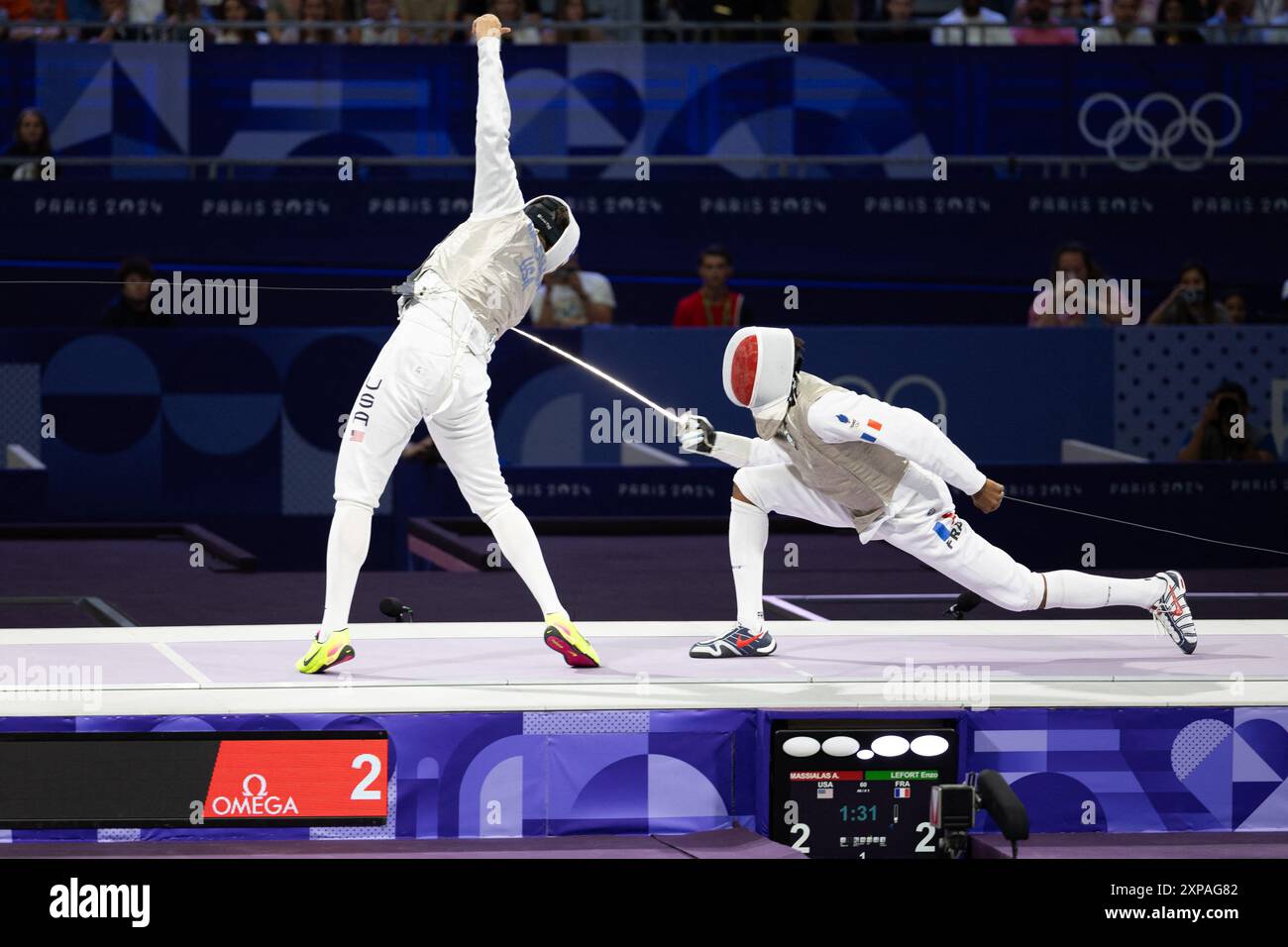 Paris, France. 04th Aug, 2024. France Enzo Lefort during the men foil ...