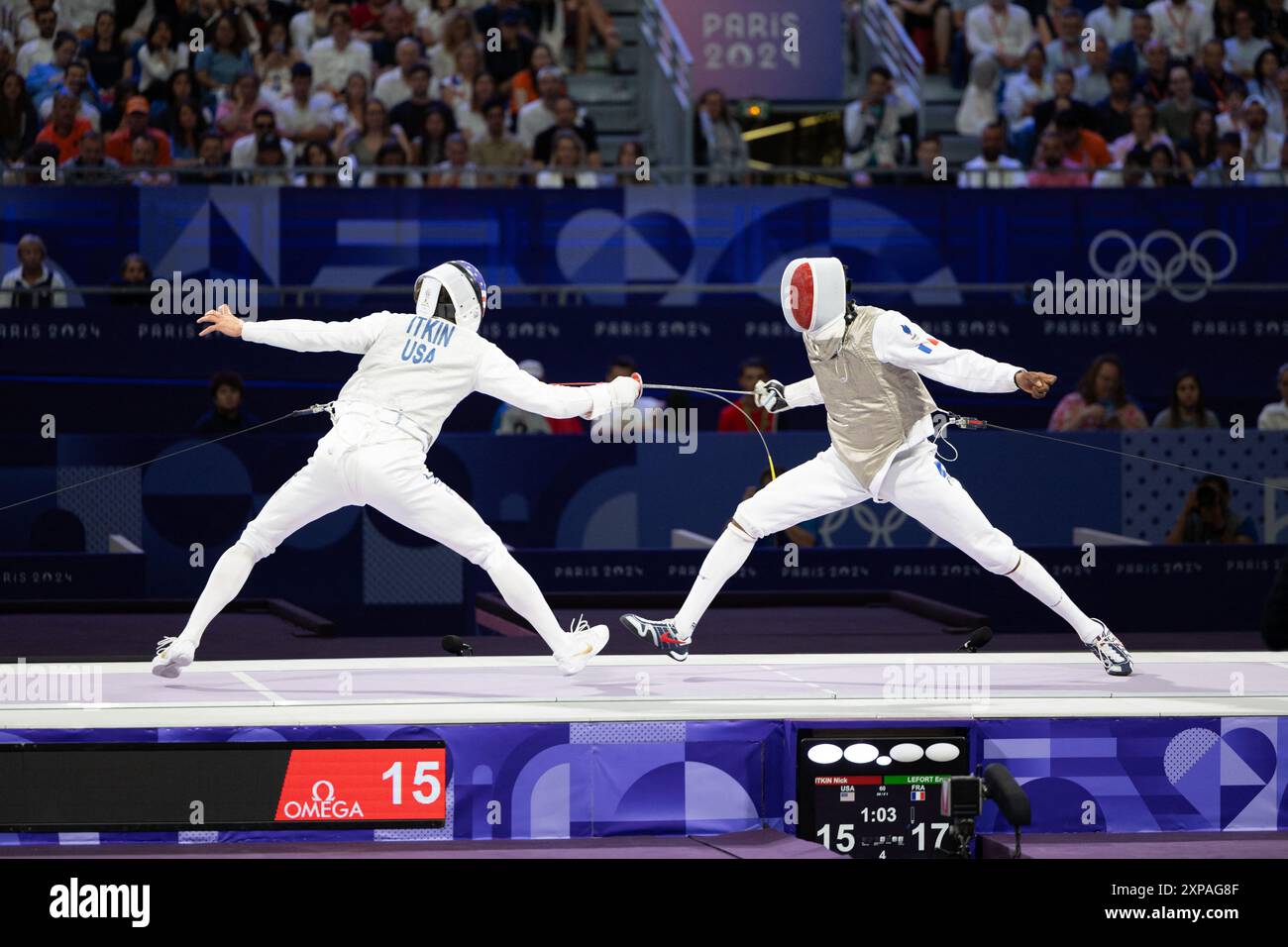 Paris, France. 04th Aug, 2024. France Enzo Lefort during the men foil ...