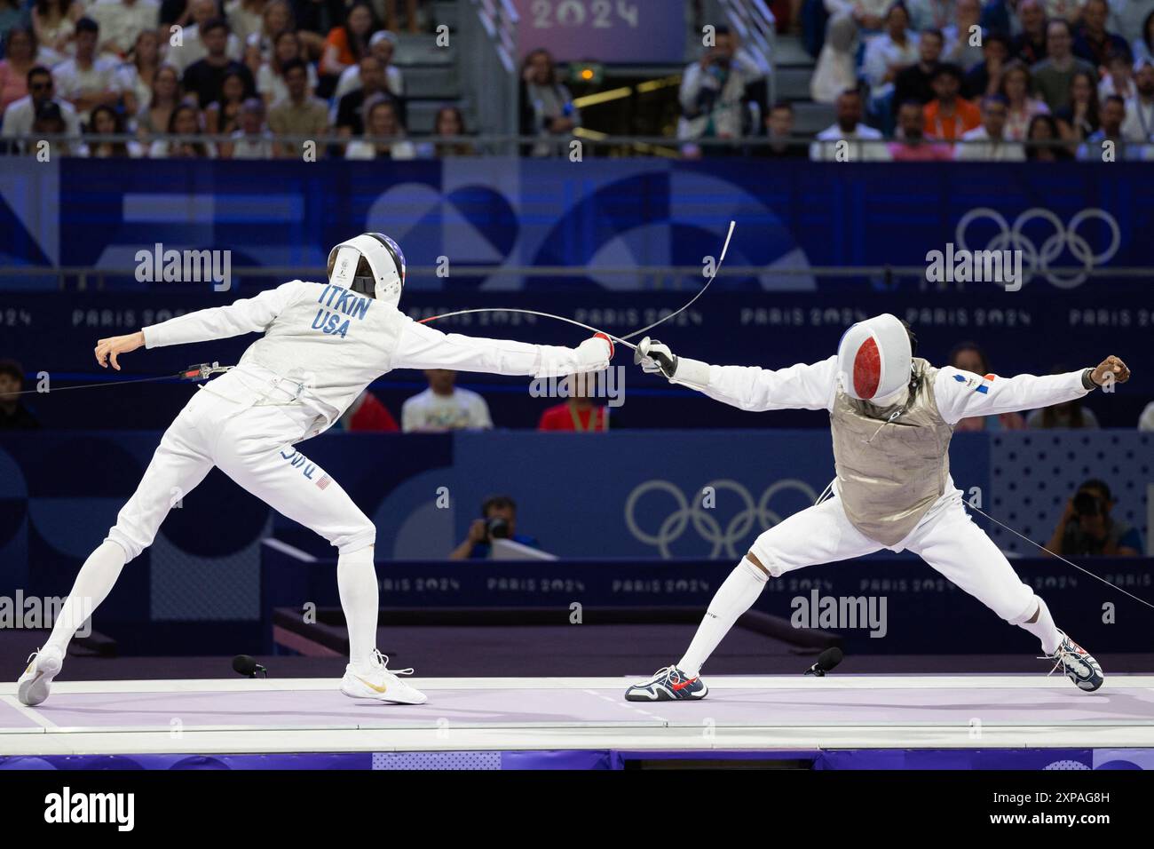 Paris, France. 04th Aug, 2024. France Enzo Lefort during the men foil ...