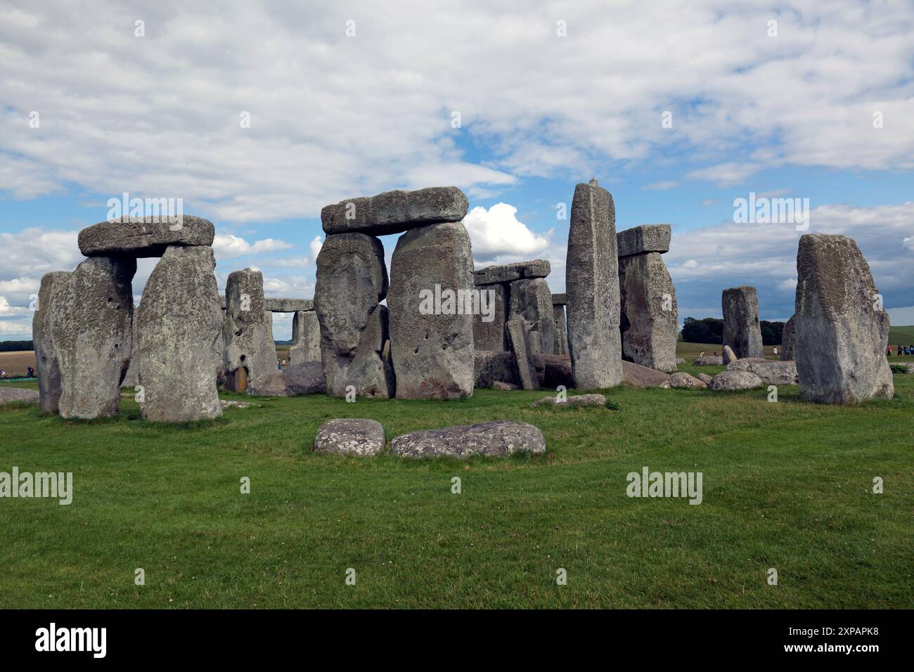 View of Stonehenge, a prehistoric megalithic structure on  Salisbury Plain in Wiltshire, Stock Photo