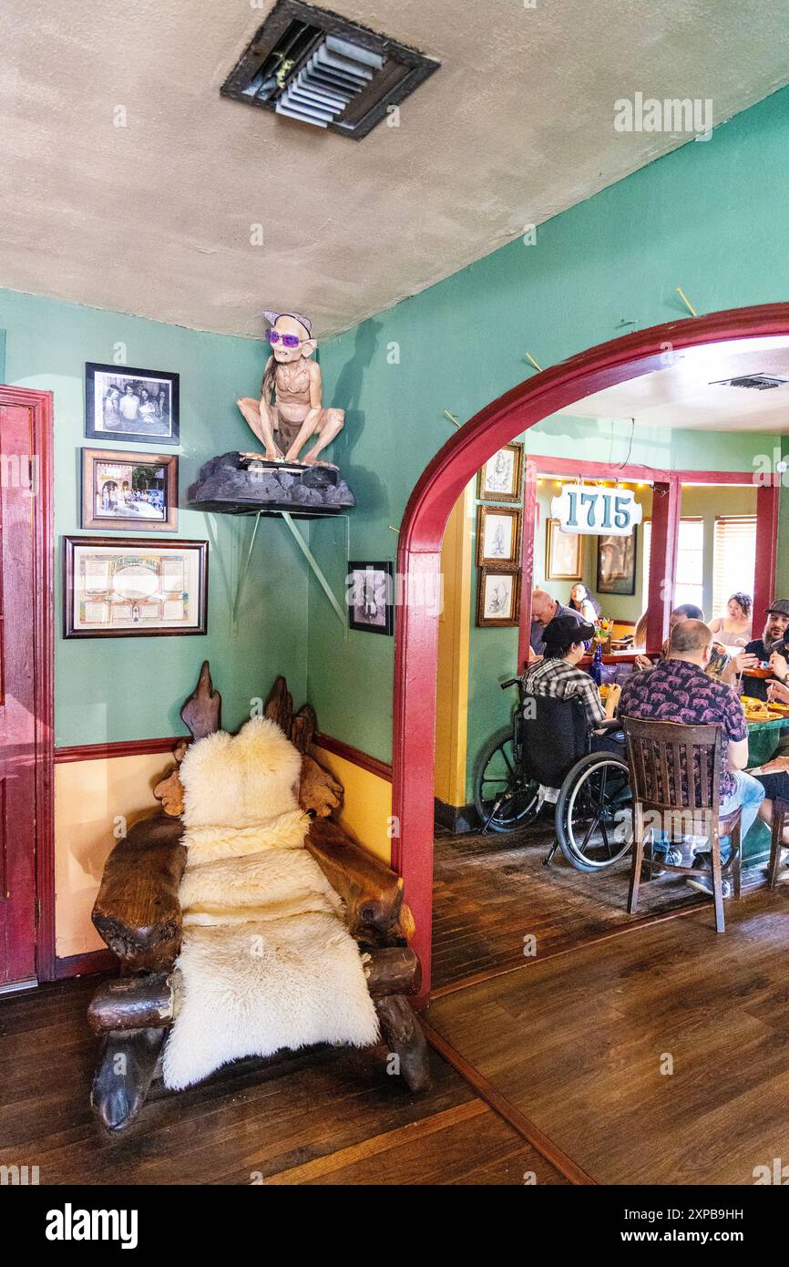 Interior of the Hobbit Cafe - Tolkien and Lord of the Rings themed restaurant, Houston, Texas Stock Photo