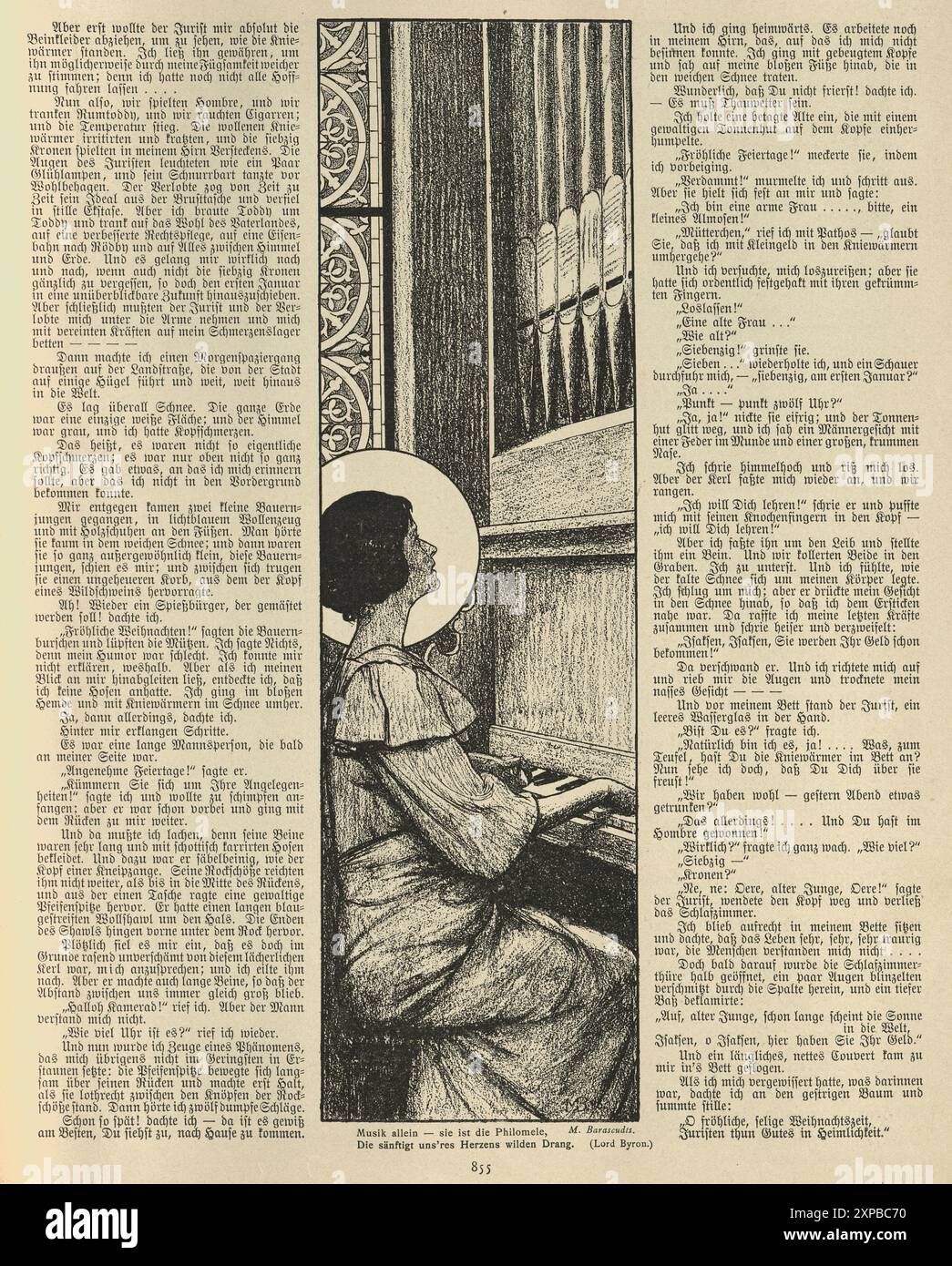 Saint, Philomele, Young woman playing the pipe organ, Vintage illustration, Art Nouveau, Jugendstil , German, 1890s 19th Century Stock Photo