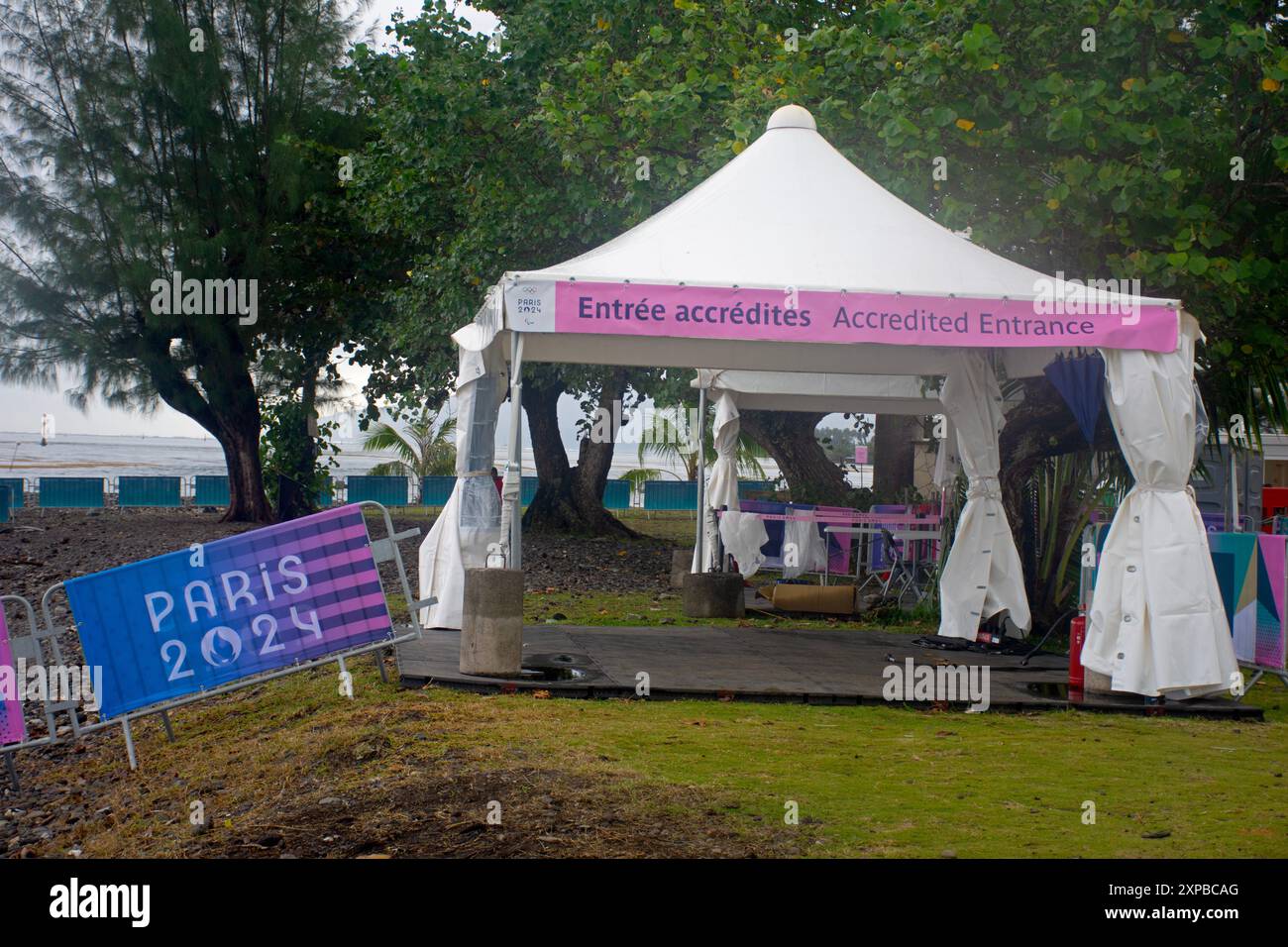 Signs At Entrance Of The Surf Event For The Paris 2024 Olympic Games signs-at-entrance-of-the-surf-event-for-the-paris-2024-olympic-games