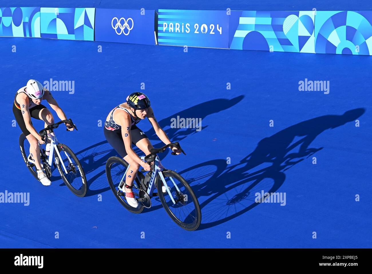 Paris, France. 05th Aug, 2024. KNIBB Taylor (USA), LINDEMANN Laura (GER), Triathlon, Mixed Relay during the Olympic Games Paris 2024 on 5 August 2024 at Pont Alexandre III in Paris, France - Photo Michael Baucher/Panoramic/DPPI Media Credit: DPPI Media/Alamy Live News Stock Photo