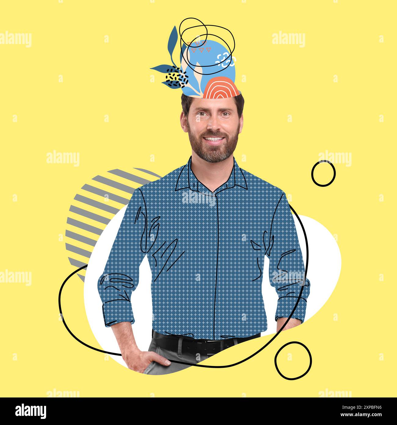 Creative Images Man Art collage with creative man on color background Stock Photo - Alamy